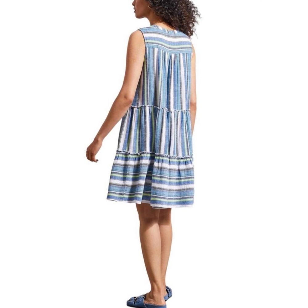 Tribal Blue and White Sleeveless V-Neck Sundress Size P/S - Picture 4 of 8